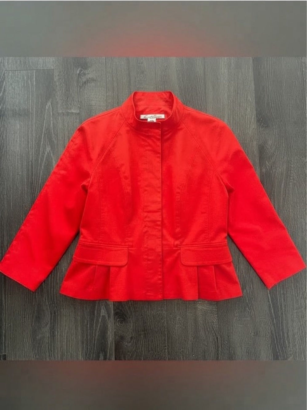 Kenneth Cole New York Red Peplum Jacket Size 2 Zip Blazer